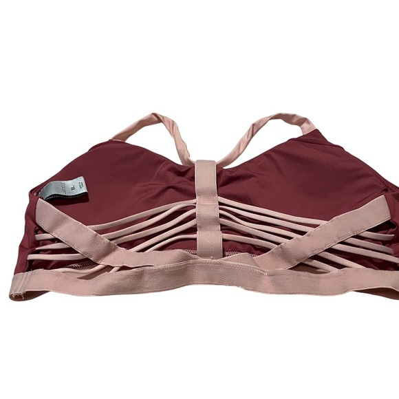 BCG Sports Bra XL Extra Large Pink Burgundy Strappy Back Activewear - Picture 4 of 5